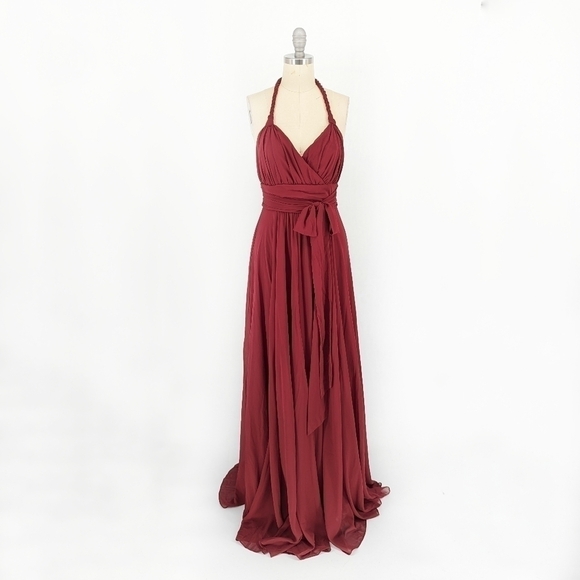 Entro Maxi Dress Red S halter wedding evening formal special occasion prom boho - Picture 1 of 10